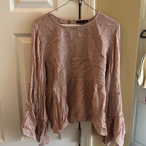 AMERICAN EAGLE Dusty Rose Bell Sleeves, Peplum Top XXL